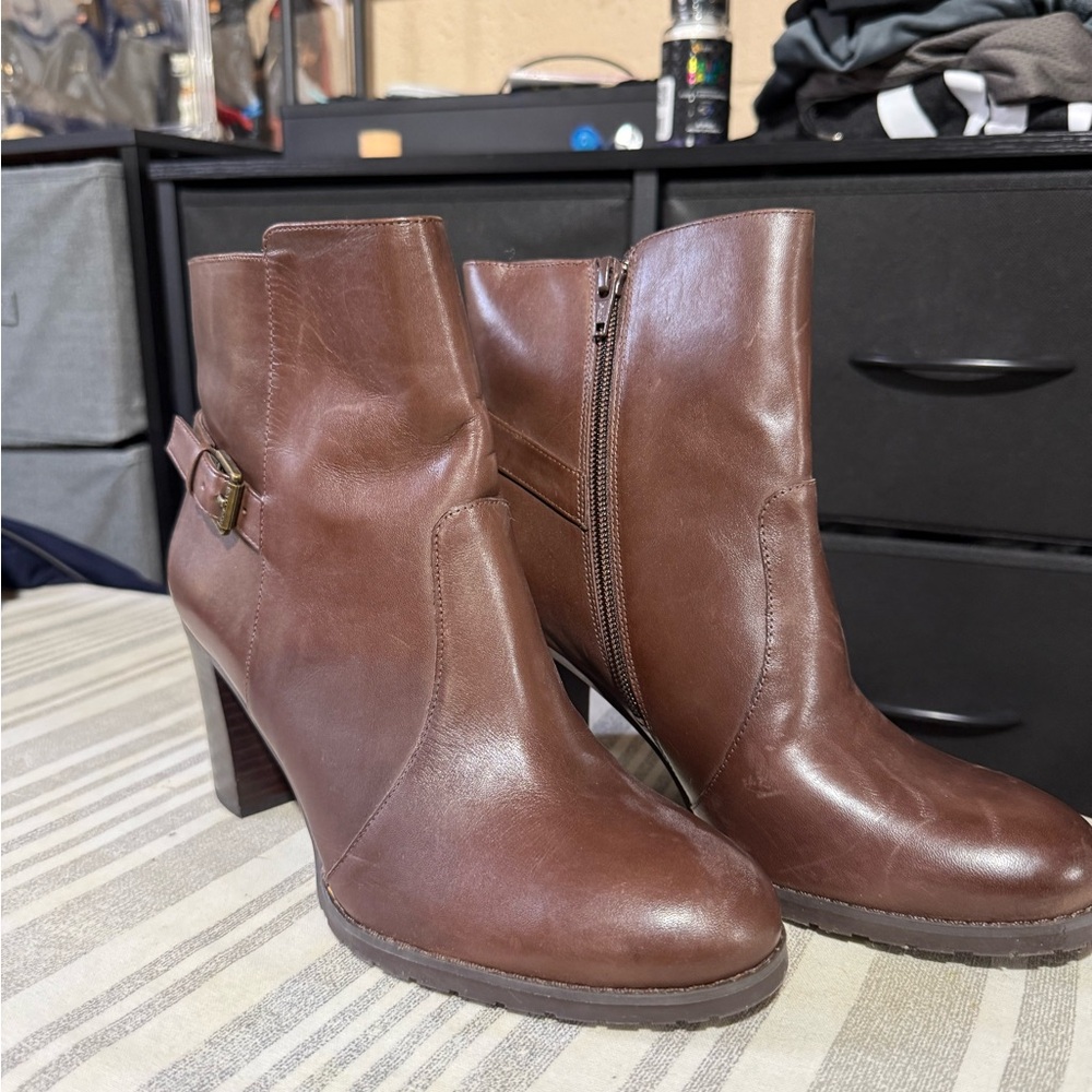 Ralph Lauren Chocolate Leather Ankle Booties